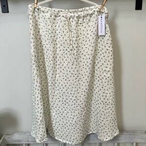 Neutrals Cream Floral Midi Skirt Neuflora